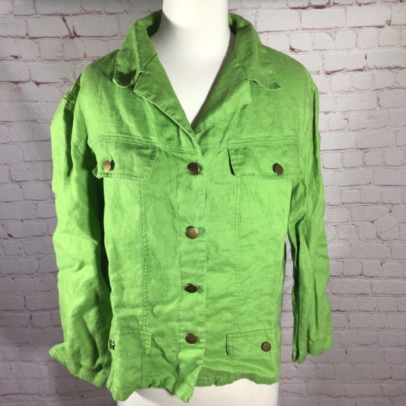 Chadwick’s Linen Lime Green Lightweight Jacket - Size 14P - Picture 1 of 7